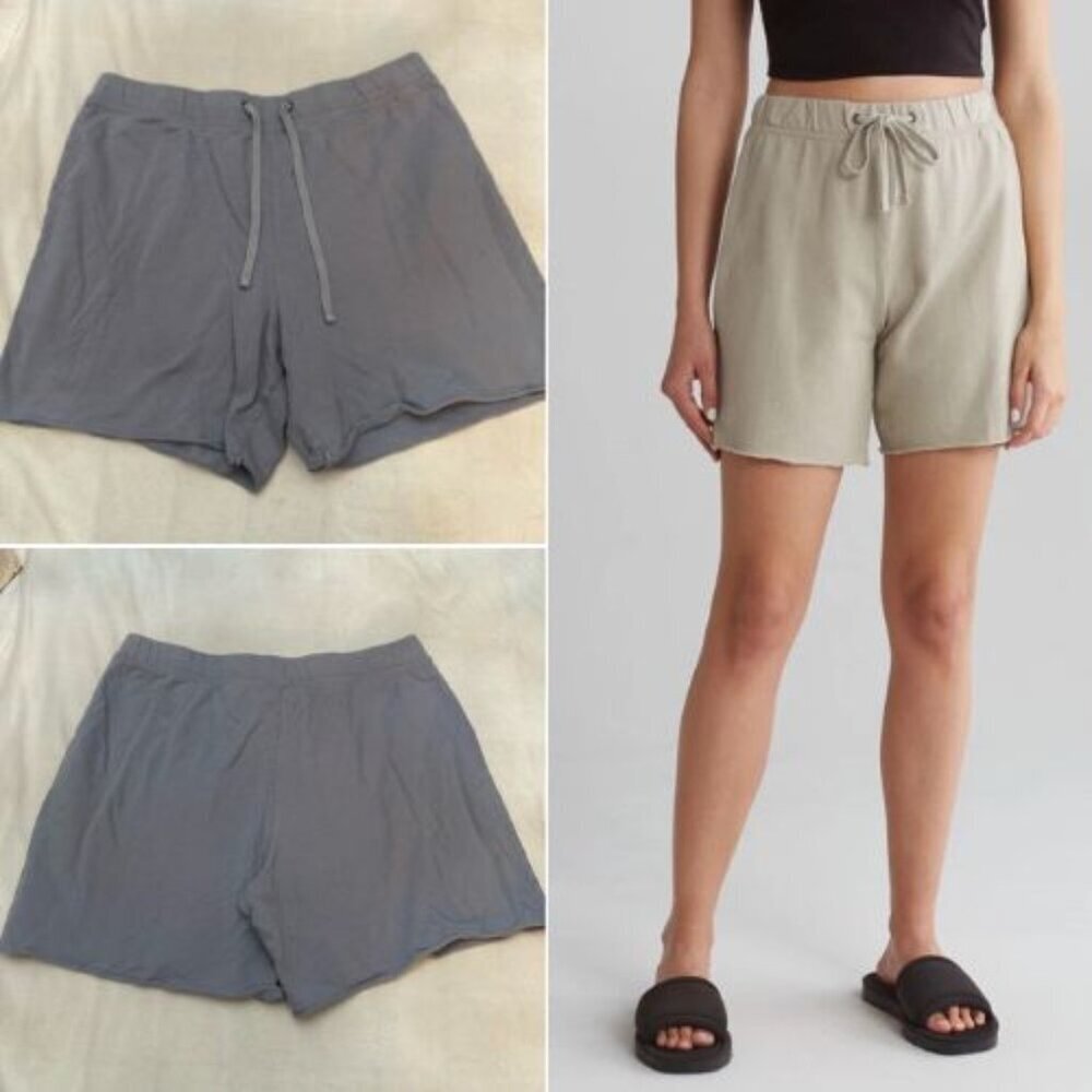 James Perse Women's Gray French Terry Cotton Shorts Size 4 XL 51825